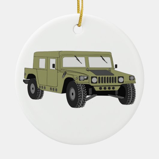 Groene militaire Humvee Keramisch Ornament (Voorkant)