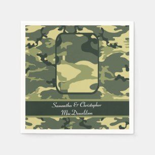 Groene militaire of jacht camouflage bruiloft servetten