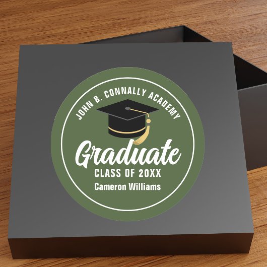 Groene militaire school afstudeerfeest ronde sticker