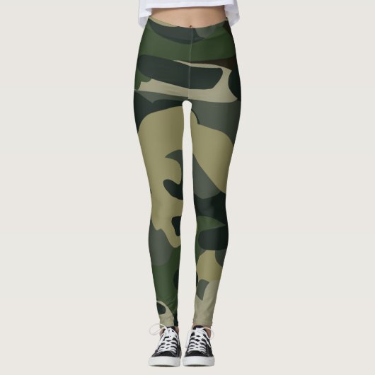 Groene militaire stijl leggings (Voorkant)
