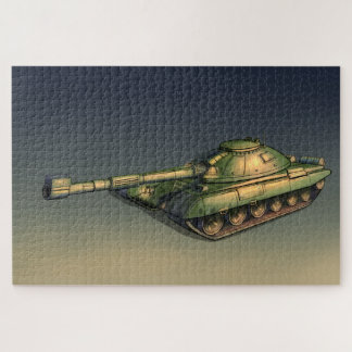 Groene militaire tank op het terrein legpuzzel