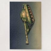 Groene militaire tank op het terrein legpuzzel (Verticaal)