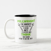 Groene Millwright denken dat ze mijn werk kunnen d Tweekleurige Koffiemok (Links)