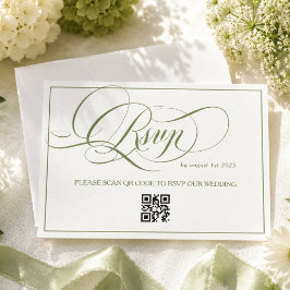 Groene Minimaal Luxe Calligrafie Bruiloft RSVP Kaartje