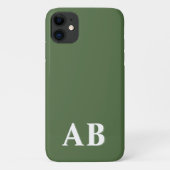Groene Minimaal Moderne Initiële Monogram Case-Mate iPhone Case (Achterkant)