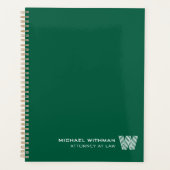 GROENE Minimaal Monogram Initiaal Zakelijk Bedrijf Planner (Voorkant)
