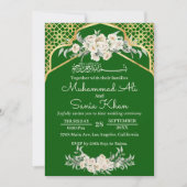 Groene Minimale Bloemen Goud Islamitisch Moslim Br Kaart (Voorkant)