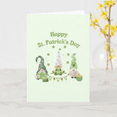 Groene minimalist Happy St Patrick's Day Gnomes Kaart (Gele Bloem)