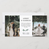 Groene minimalist Mistletoe Merry huwelijkskerst Bedankkaart (Voorkant)