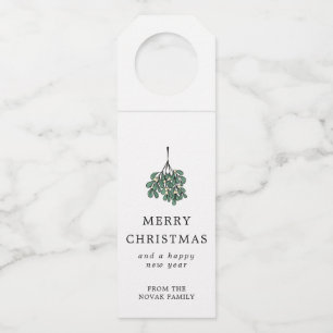 Groene minimalist Mistletoe Merry Kerstmis Flessenhanger