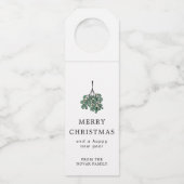Groene minimalist Mistletoe Merry Kerstmis Flessenhanger (Voorkant)