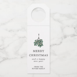 Groene minimalist Mistletoe Merry Kerstmis Flessenhanger
