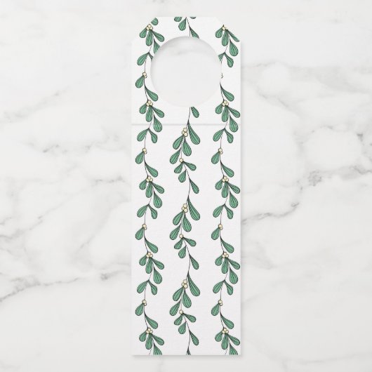 Groene minimalist Mistletoe Merry Kerstmis Flessenhanger (Achterkant)