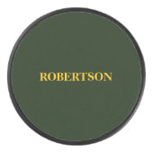 Groene minimalistische aangepaste naam hockey puck (Voorkant)