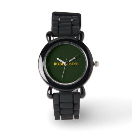 Groene minimalistische aangepaste naam horloge