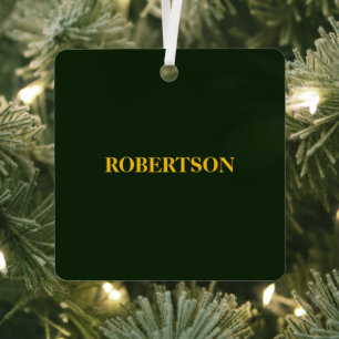 Groene minimalistische aangepaste naam metalen ornament