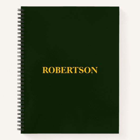 Groene minimalistische aangepaste naam notitieboek (Voorkant)