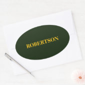 Groene minimalistische aangepaste naam ovale sticker (Envelop)