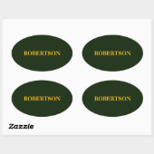 Groene minimalistische aangepaste naam ovale sticker (Vel)