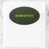 Groene minimalistische aangepaste naam ovale sticker (Tas)