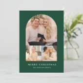 Groene minimalistische Arch 3 Foto Feestdagenkaart (Staand voorkant)