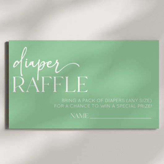 Groene minimalistische Baby showers luierloof Informatiekaartje