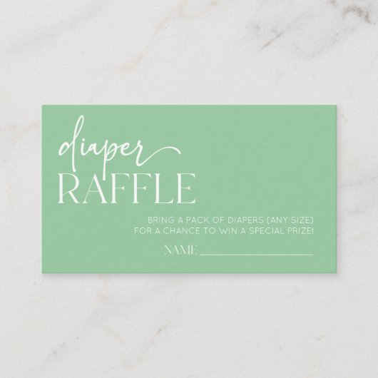 Groene minimalistische Baby showers luierloof Informatiekaartje (Voorkant)