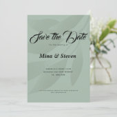 Groene minimalistische boheemse botanische groen save the date (Staand voorkant)