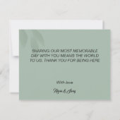 Groene minimalistische bohemian dank u bruiloft bedankkaart (Achterkant)