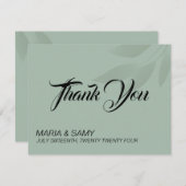 Groene minimalistische bohemian dank u bruiloft bedankkaart (Voorkant / Achterkant)