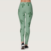 Groene Minimalistische Bomen Leggings (Achterkant)