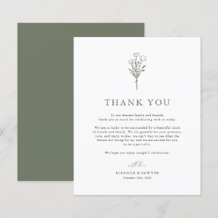 Groene minimalistische Botanicals bruiloft Bedankt