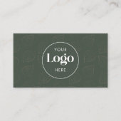 Groene Minimalistische Botanische Aangepaste Logo Visitekaartje (Voorkant)