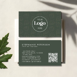 Groene Minimalistische Botanische Aangepaste Logo  Visitekaartje