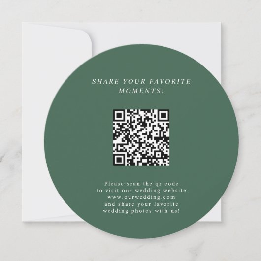 Groene Minimalistische Bruiloft QR Code Behuizing Kaart (Voorkant)
