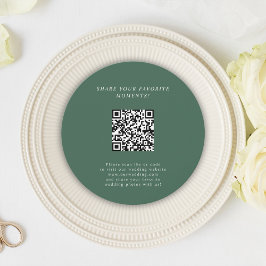 Groene Minimalistische Bruiloft QR Code Behuizing Kaart