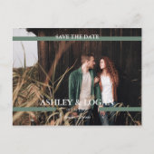 Groene minimalistische bruiloft sparen de Datum Fo Aankondigingskaart (Voorkant)