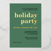 Groene minimalistische collectieve feestdag in de  folie uitnodiging (Voorkant)