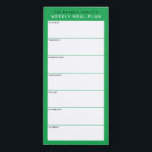 Groene minimalistische eenvoudige gezinsplanning magnetisch notitieblok<br><div class="desc">Schrijf uw diners op dit magnetisch notitieblok voor een gemakkelijke manier om de maaltijden van de week te plannen en het op uw koelkast, paniekdeur of commandocentrum te plakken. De eenvoudige, moderne lay-out in vers groen, zwart en wit met sans serif doopvonten zal aan elke visueel georganiseerde maaltijdplanner aantrekkelijk zijn....</div>
