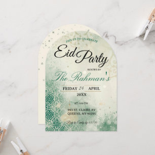 Groene Minimalistische elegante Eid-feest uitnodig Kaart