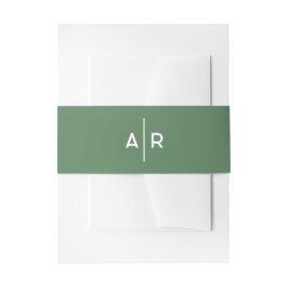 Groene Minimalistische Elegante Enveloppegel, Trou Uitnodigingen Wikkel
