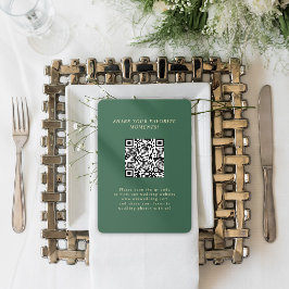 Groene minimalistische Elegante QR-Code Trouwfoto' Informatiekaartje