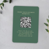 Groene minimalistische Elegante QR-Code Trouwfoto' Informatiekaartje