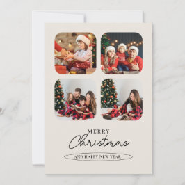 Groene minimalistische fotocollage Vrolijk Kerstfe Feestdagenkaart
