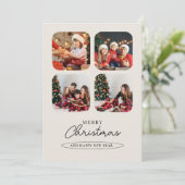 Groene minimalistische fotocollage Vrolijk Kerstfe Feestdagenkaart (Staand voorkant)