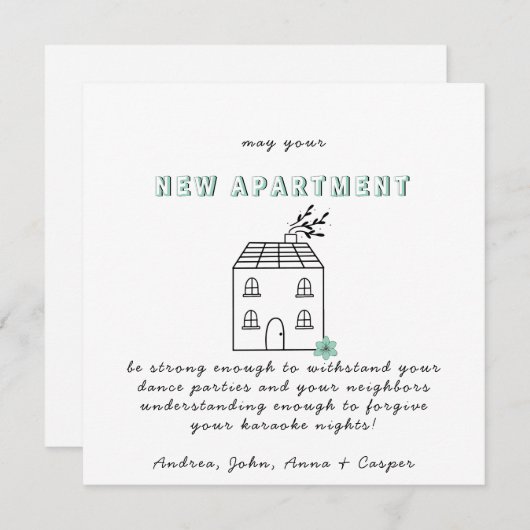 GROENE MINIMALISTISCHE Gefeliciteerd met uw nieuwe Feestdagenkaart (Voorkant / Achterkant)