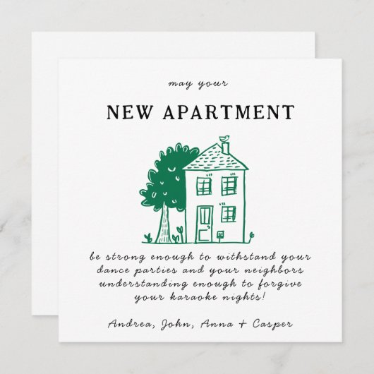 GROENE MINIMALISTISCHE Gefeliciteerd met uw nieuwe Feestdagenkaart (Voorkant / Achterkant)