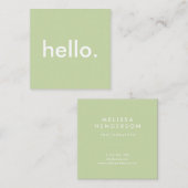 Groene minimalistische Hallo Vierkante Visitekaartje (Voorkant / Achterkant)