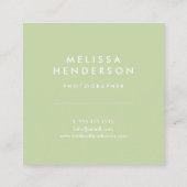 Groene minimalistische Hallo Vierkante Visitekaartje (Achterkant)
