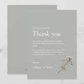 Groene minimalistische handdruk op Floral Flat Tha Bedankkaart (Voorkant / Achterkant)